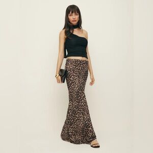 Reformation Bella Leopard Print Maxi Skirt Bias Cut Size 12 Minimalist